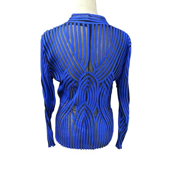 Statement‎ Glam Sheer Jacket Peck & Peck Collection Blue Black Size 10 - Picture 5 of 7